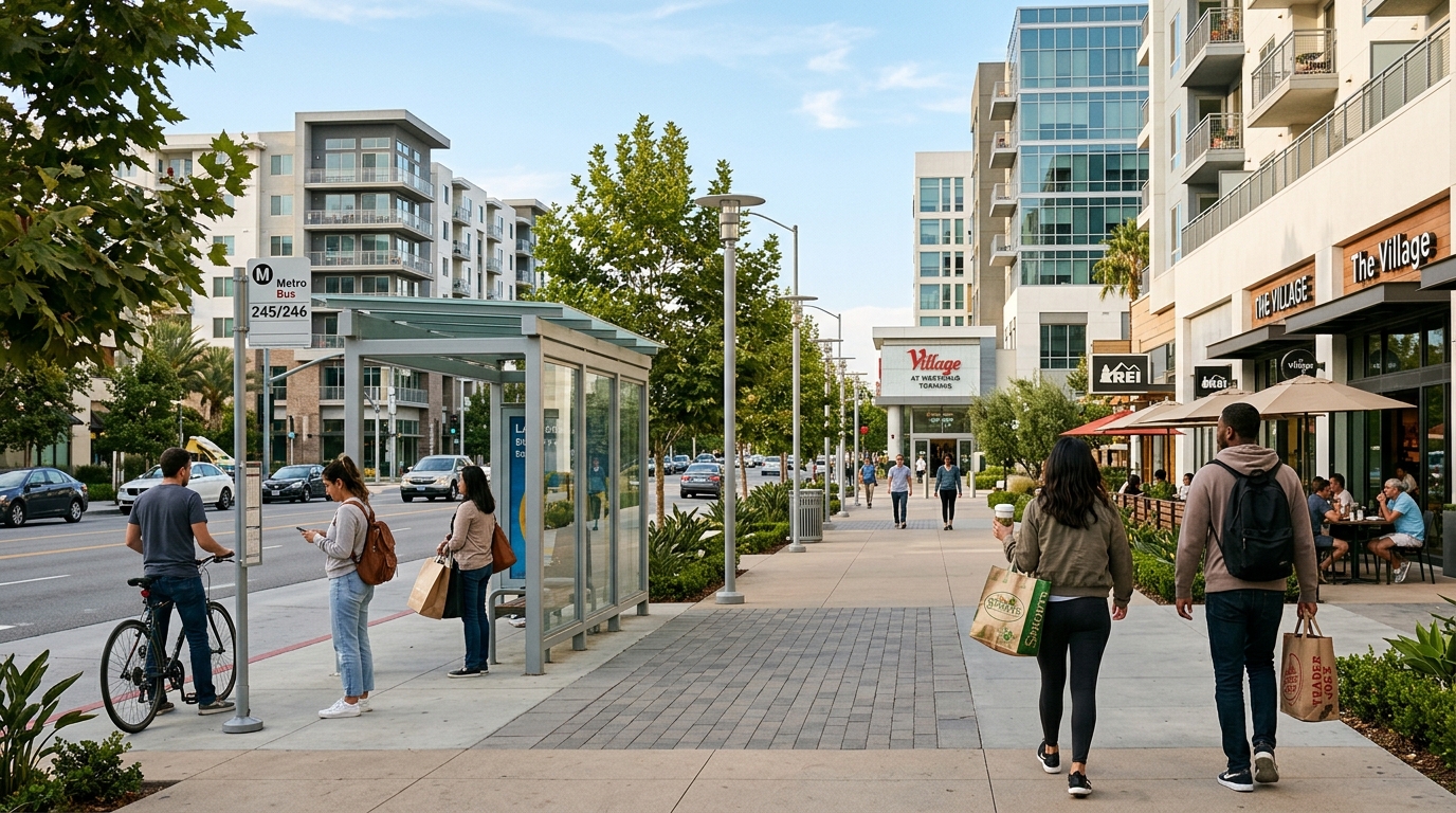Renters walking near Warner Center with shopping, dining, bus access, and modern homes in Woodland Hills. Renters walking near Warner Center with shopping, dining, bus access, and modern homes in Woodland Hills.